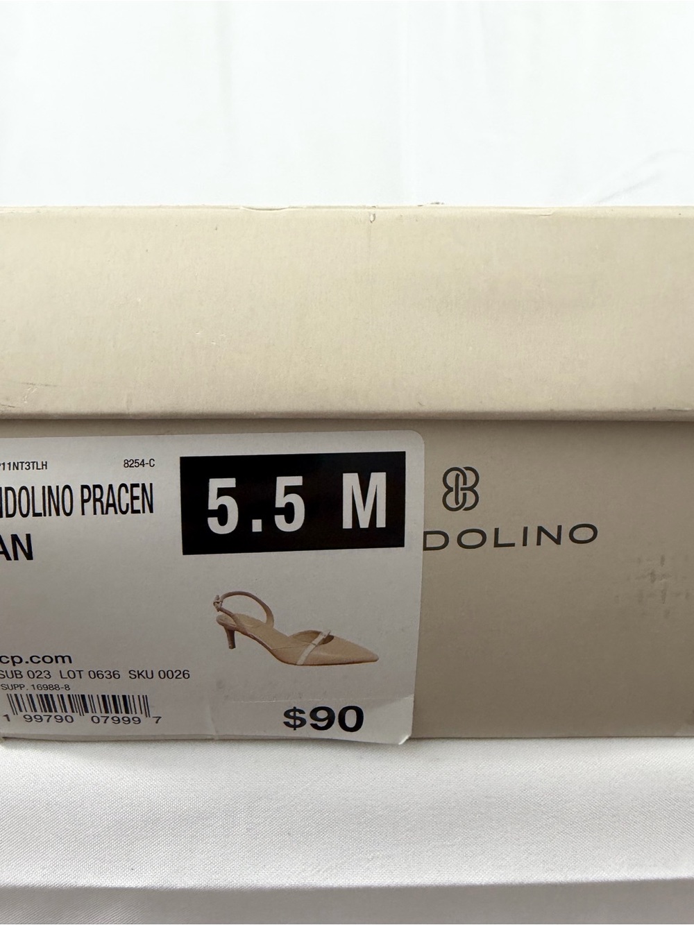 NWT Bandolino Women’s Size 5.5 Tan Pointed Toe Slingback Heels with White Accent - Picture 7 of 8